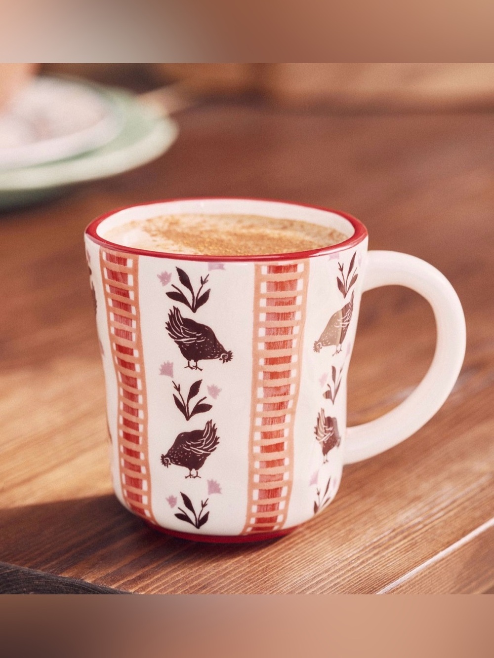 Anthropologie Millie Stoneware Mug Bunny Hen 11 oz 4" x 3.75" HandPainted New